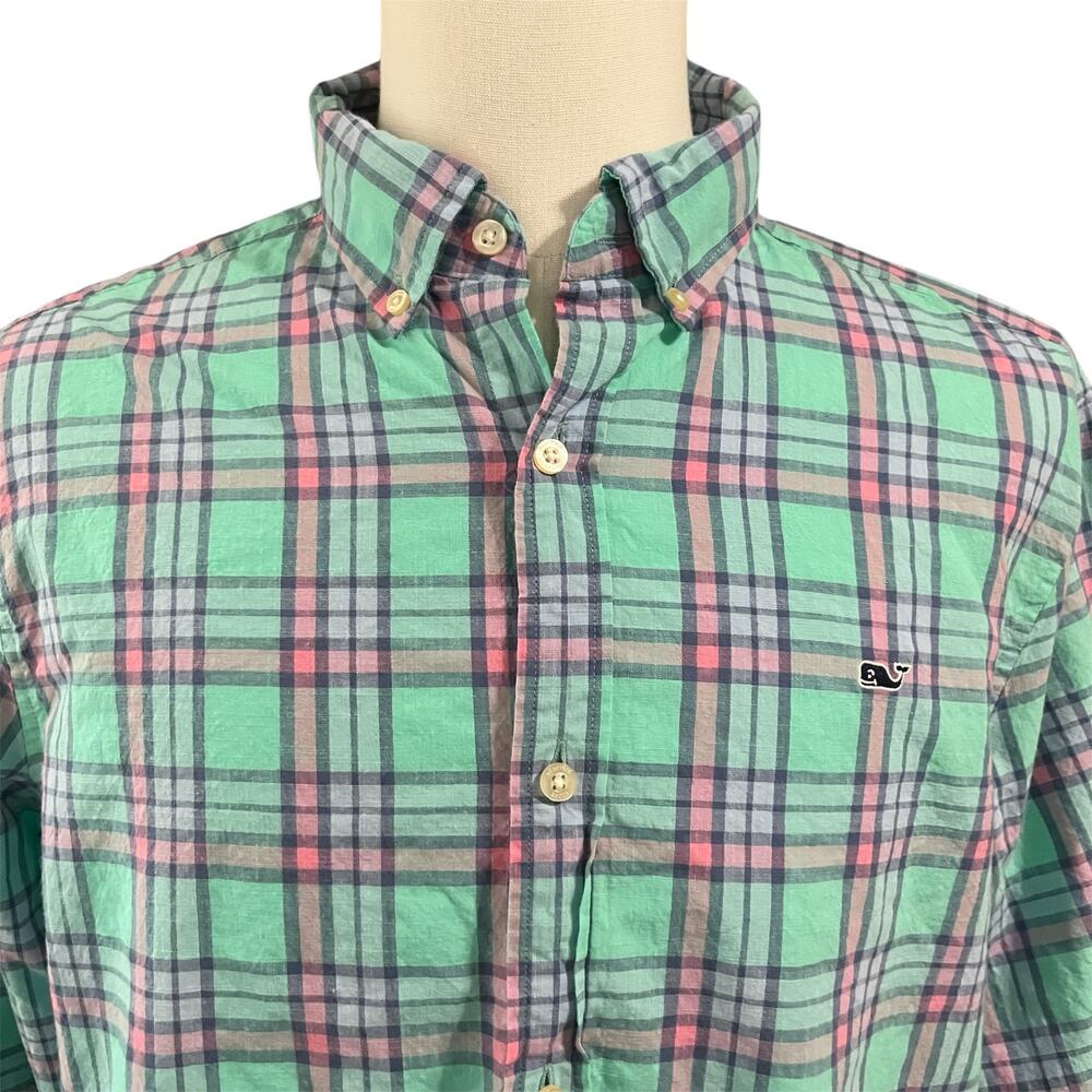 Vineyard Vines Shep & Ian Classic Mens Whale Shirt Plaid Button Down Sz L Preppy